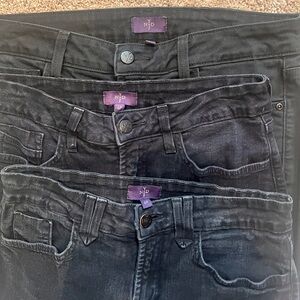 Three pairs of 6 petite NYDJ black jeans